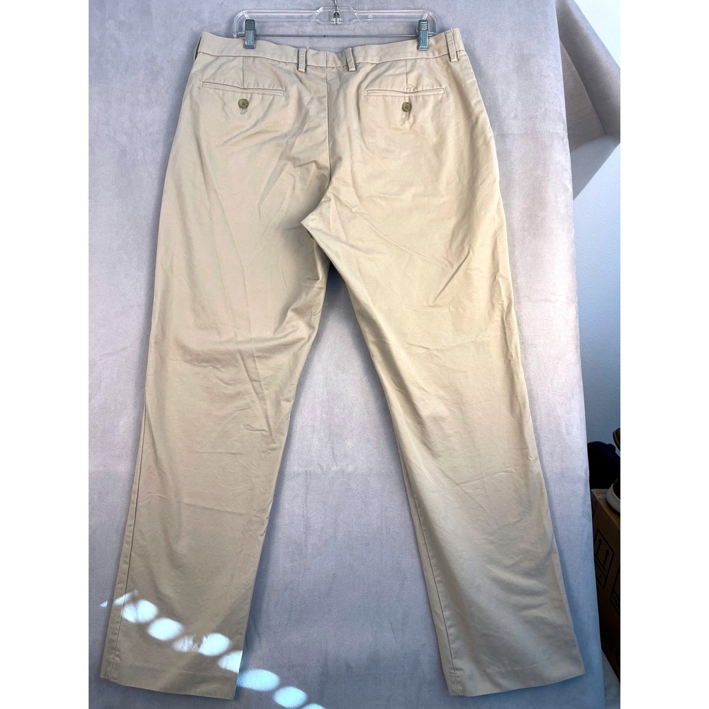 J Crew Tan Khaki Chino Pants Mens 36x34 100% Cotton Flat Front Preppy Modern - Picture 6 of 8